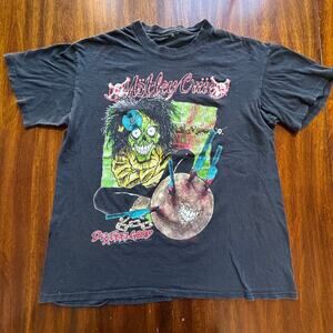 Vintage 1989-1990 Motley Crue Pushead Dr Feelgood Tour USA Tee Large Black